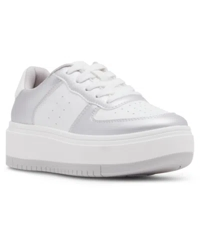 Steve Madden Kids' Big Girls Jalisa Lace Up Sneaker In Silver