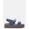 Steve Madden Bigmona Raffia Slingback Platform Sandal In Blue
