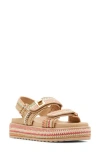 Steve Madden Bigmona Raffia Slingback Platform Sandal In Beige Multi