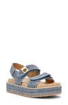 Steve Madden Bigmona Raffia Platform Sandal In Blue Raffia