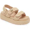 Steve Madden Bigmona Raffia Slingback Platform Sandal In Bone Raffia