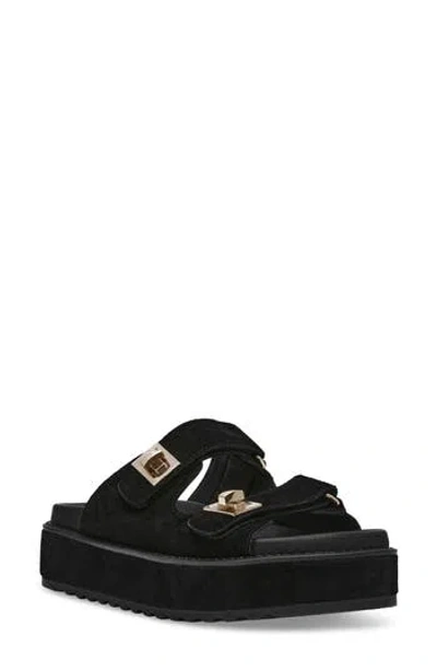 Steve Madden Bigschmona Platform Slide Sandal In Black Suede