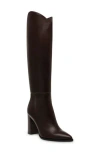Steve Madden Bixby Pointed Toe Knee High Boot In Dark Brown Leather
