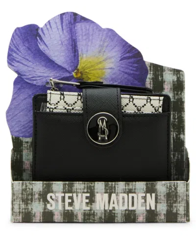 Steve Madden Bjadyn-f Zipper Flower Box Wallet In Black