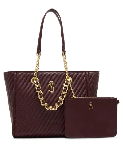 Steve Madden Bkattt-h Large Tote Bag With Pouch In Burgundy