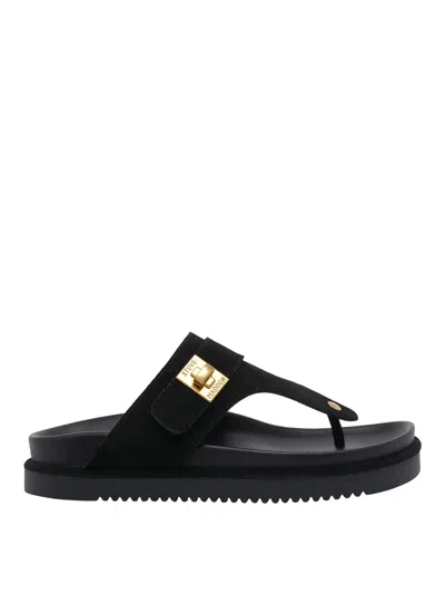 Steve Madden Black Tuned Flip Flops