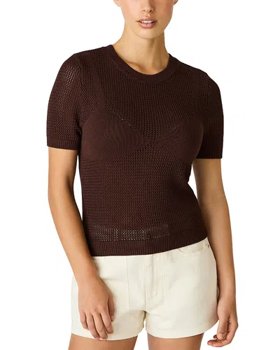 Steve Madden Blakelee Open Stitch Short Sleeve Sweater In Brown
