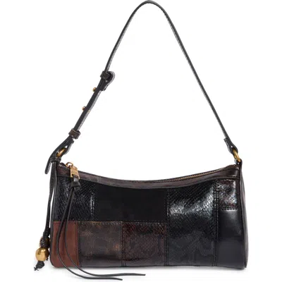 Steve Madden Blowen Faux Leather Baguette Bag In Multi Brown Patchwork
