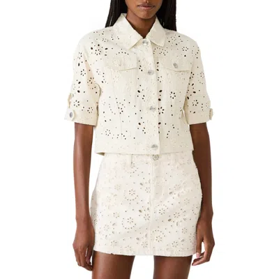 Steve Madden Blu Elbow-sleeve Cotton Eyelet Jacket In White