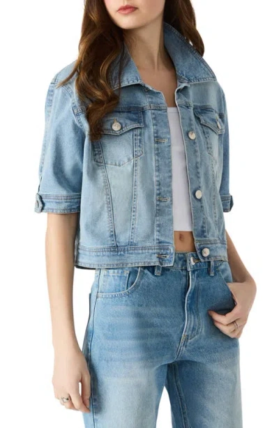Steve Madden Blu Elbow Sleeve Denim Trucker Jacket