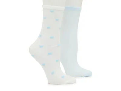 Steve Madden Blue Bow Sheer Crew Socks 2 Pack In Multi