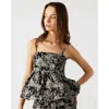 Steve Madden Women's Bodi Floral Brocade Peplum Top In Black