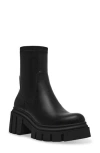 Steve Madden Womens Solid Faux Leather Motorcycle Boots In Black