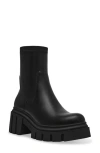 Steve Madden Womens Solid Faux Leather Motorcycle Boots In Black