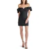 Steve Madden Bordeaux Off The Shoulder Stretch Cotton Minidress In Black