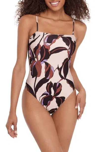 Steve Madden Botanical Print Bandeau One Piece Swimsuit In Multi
