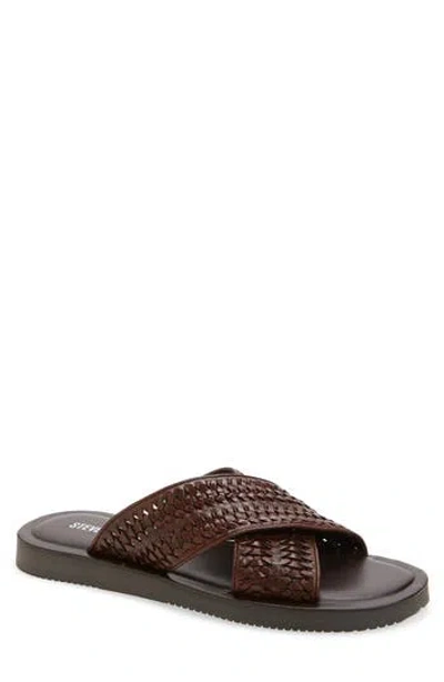 Steve Madden Boweri Woven Strap Slide Sandal In Brown