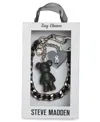 Steve Madden Boxed Rhinestone Heart And Bear Charms In Black