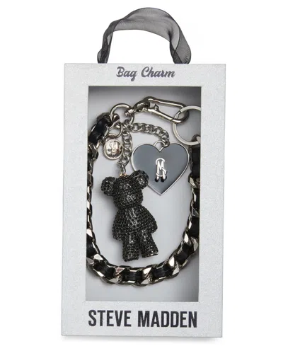 Steve Madden Boxed Rhinestone Heart And Bear Charms In Black