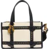 Steve Madden Bozzy Eyelet Crossbody Bag In Black/natural Canvas