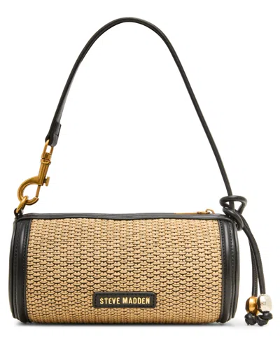 Steve Madden Bpriya-s Raffia Barrel Bag In Black