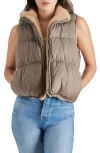 Steve Madden Brady Reversible Quilted Vest In Grey