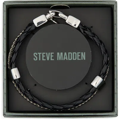 Steve Madden Braided Rope Chain Bracelet In Black