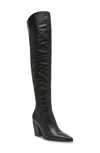 Steve Madden Bramble Womens Zipper Leather Over-the-knee Boots In Black Leather