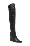 Steve Madden Bramble Womens Zipper Leather Over-the-knee Boots In Black Leather