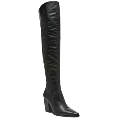 Steve Madden Bramble Womens Block Heel Leather Over-the-knee Boots In Black