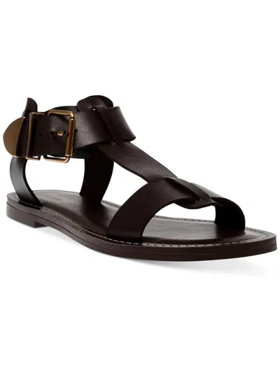 Steve Madden Brazzin Womens Ankle Strap Flat In Brown