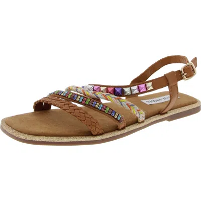Steve Madden Breezy Womens Embellished Slingback Sandals In Brown