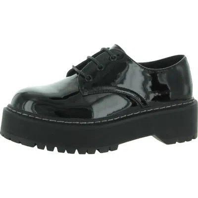 Steve Madden Brenton Womens Patent Platform Oxfords In Black