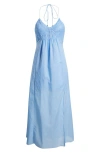 Steve Madden Brianna Side Slit Sleeveless Cotton Maxi Dress In Blue