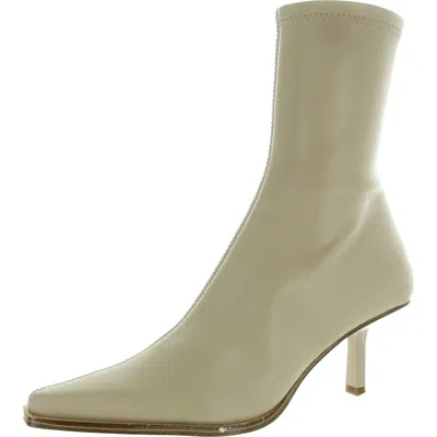 Steve Madden Brianne Womens Zipper Faux Leather Ankle Boots In Beige