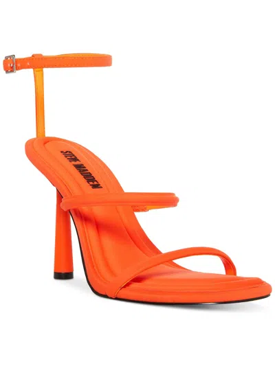 Steve Madden Briella Womens Ankle Strap Square Toe Heels In Orange