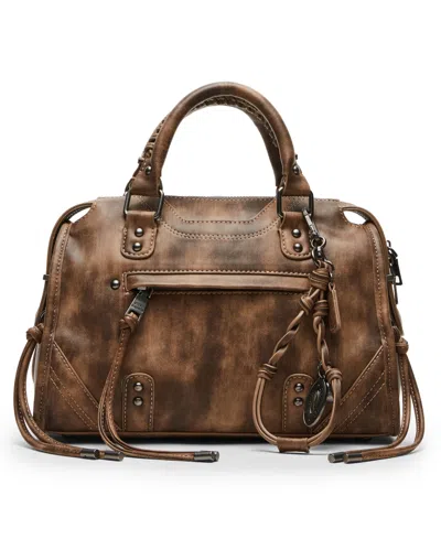 Steve Madden Briggs City Zipper Satchel Bag In Brown