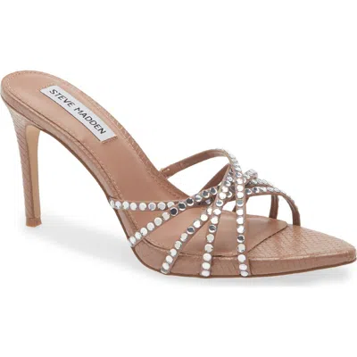 Steve Madden Brinleigh Snake Embossed Strappy Sandal In Brown