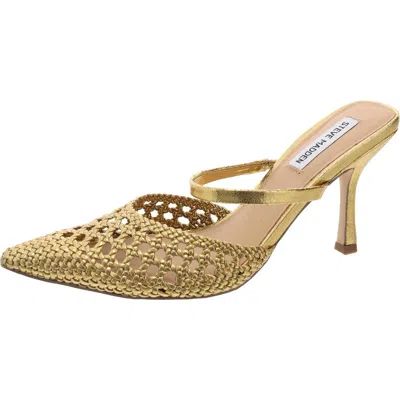 Steve Madden Brinley Womens Metallic Leather Slide In Gold