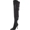 Steve Madden Brittany Womens Buckle Pumps Thigh-high Boots In Black