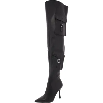Steve Madden Brittany Womens Buckle Pumps Thigh-high Boots In Black