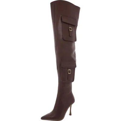 Steve Madden Brittany Womens Buckle Pumps Thigh-high Boots In Brown