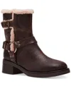 Steve Madden Brixton Boot Women's Brown Leather Faux Fur Block Heel Jobb227 In Brown