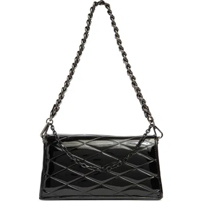 Steve Madden Brona Quilt Embossed Patent Shoulder Bag In Black