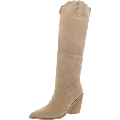 Steve Madden Brondy Womens Suede Pull On Knee-high Boots In Brown