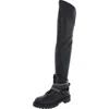 Steve Madden Bronte Womens Leather Rhinestone Thigh-high Boots In Black