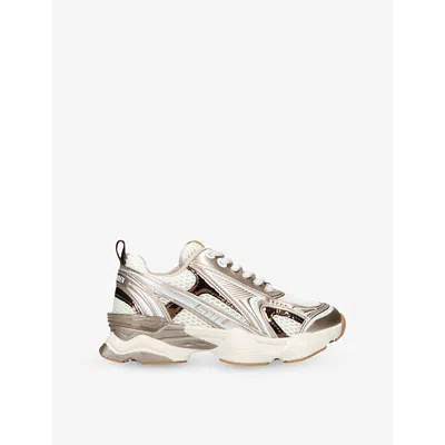 Steve Madden Bronze Com Kids' Jspeedster Panelled Metallic Low-top Woven Trainers Eur 34 / 2 Uk