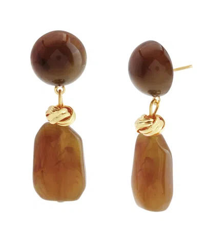 Steve Madden Brown Boho Chunky Resin Drop Earrings