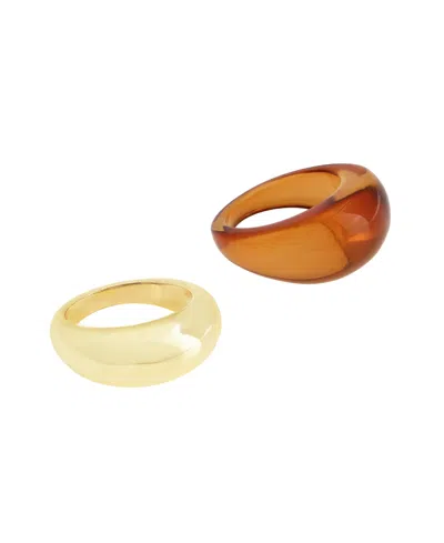 Steve Madden Brown Boho Chunky Resin Duo Ring Set In Multi