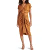 Steve Madden Bruno Tie Waist Midi Dress In Brown